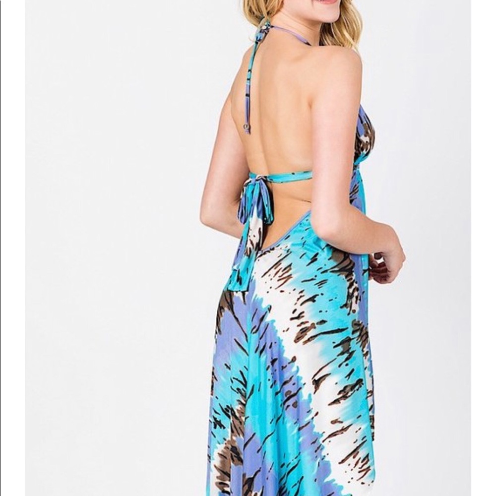 Last Chance! Halter Dress With Abstract design & embellished cut outs Beach Wear